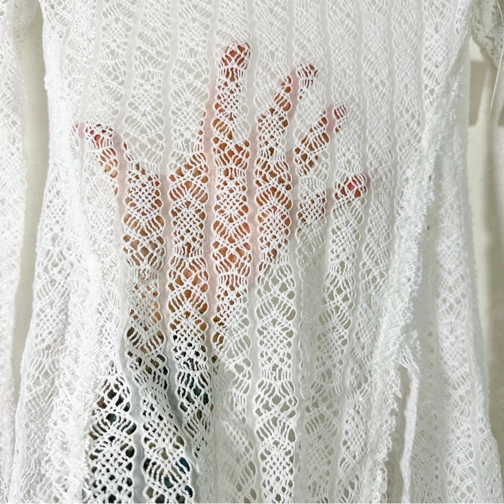 Free People On The Road Twisted Lace Tee in Ivory size XS NWT